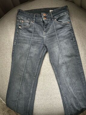 Bershka Dark Gray Blue Skinny Jeans with Front Seams